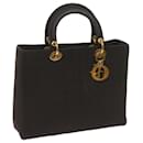 Christian Dior Lady Dior Canage Hand Bag Nylon Brown Auth 68218