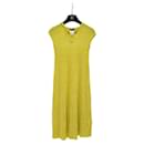 CHANEL Gelbes Ärmelloses Kleid aus strukturiertem Baumwoll-Jacquardstrick - Chanel