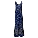 Bottega Veneta Blue / White / Black Sequined Printed Silk Maxi Dress - Autre Marque
