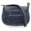 Vintage Navy Blue Leather Flap Shoulder Bag - Gucci
