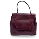 Vintage Burgundy Embossed Leather Handbag Satchel - Gianni Versace