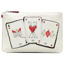 Fendi White Roma Playing Cards Zip Clutch