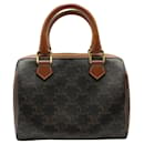 Celine Small Boston Bag in Brown Triomphe Canvas and Calfskin Leather - Céline
