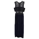 Self-Portrait Sleeveless Pleated Lace Dress in Navy Blue Polyester - Self portrait