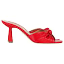 Aquazzura Pasha 75 Knotted Mules in Red Leather