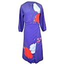 Vestido Midi com Estampa Floral Vetements em Poliamida Azul - Vêtements