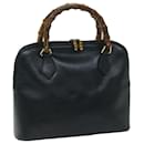 GUCCI Bamboo Hand Bag Leather Black 000 1448 0289 auth 68034 - Gucci