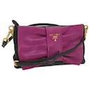 PRADA Ribbon Shoulder Bag Leather Pink Black Auth 69105 - Prada