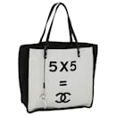 CHANEL Tote Bag Canvas White Black A92884 CC Auth 69104A - Chanel