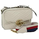 GUCCI GG Mormant Sherry Line Shoulder Bag Leather White 498100 Auth bs12555 - Gucci