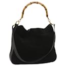 GUCCI Bamboo Hand Bag Suede 2way Black 001 1577 2615 Auth bs12358 - Gucci