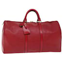 Louis Vuitton Epi Keepall 55 Boston Bag Red M42957 LV Auth ki4190