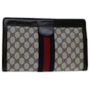 GUCCI GG Supreme Sherry Line Clutch Bag PVC Navy Red 010 378 Auth th4695 - Gucci