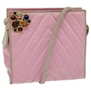 CHANEL V Stitch Stone Shoulder Bag Canvas Pink CC Auth bs12895 - Chanel