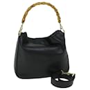 GUCCI Bamboo Hand Bag Leather 2way Black 001 2113 1638 auth 68083 - Gucci