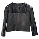 Jaqueta de couro preta de patente da Chanel
