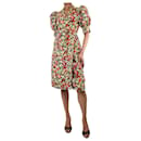 Multi puff-sleeved floral-printed midi dress - size UK 6 - Ganni