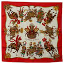 Lenço de seda Hermes Red Les Fetes du Roi Soleil - Hermès