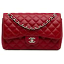 Chanel Red Jumbo Classic Lambskin Double Flap