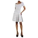 White short-sleeved patterned knit dress - size UK 10 - Alaïa