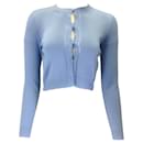 Gucci Light Blue Cropped Long Sleeved Knit Cardigan Sweater - Autre Marque