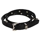 Gucci Black Leather Double Wrap Bracelet with Feline Heads & Studs