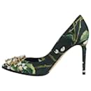 Sapatos pretos com detalhes florais - tamanho UE 37 - Dolce & Gabbana