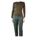 Green ribbed long-sleeved top - size S - Autre Marque