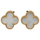 Van Cleef and Arpels Gold 18K Yellow Gold Mother of Pearl Sweet Alhambra Clip On Earrings - Autre Marque
