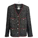 Chaqueta de tweed rojo oscuro con botones de joya Gripoix. - Chanel