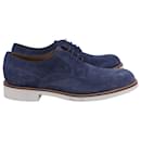 Tod's Lace Up Derby in Blue Suede 