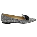 Jimmy Choo Gala Bow Accents Loafers in Silver Glitter