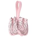 Alaïa Rose Marie Perforated Clutch Bag in Pastel Pink Leather