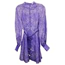 Zimmermann Violet Paisley Print Buttoned Mini Dress in Purple Linen