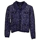 Maje Morning Sequined Cardigan in Navy Blue Polyester