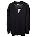 T by Alexander Wang Distressed V-Neck Sweater Dress aus schwarzer Baumwolle - T By Alexander Wang