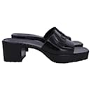 Gucci Logo Platform Slide Sandals in Black Rubber