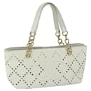 CHANEL Chain Hand Bag Patent leather White CC Auth bs11236 - Chanel