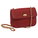 BALLY Matelasse Chain Shoulder Bag Leather Red Auth ki4189 - Bally