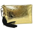 FENDI Clutch Bag Leather Gold Tone 8N0178 auth 69145A - Fendi