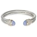 David Yurman Dyed Chalcedony & Diamond Cable Cuff Bracelet in Silver 0.50ctw
