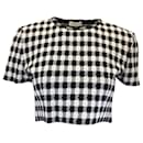 Alaia Black / White Cropped Check Knit Top - Autre Marque