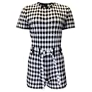 Alaia Black / White Short Sleeved Check Knit Playsuit - Autre Marque