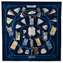 Blue Hermes Carnets de Bal Silk Scarf Scarves - Hermès