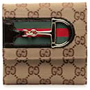 Brown Gucci GG Canvas Web Hasler Small Wallet