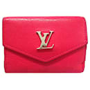 Rotes Louis Vuitton Lockmini-Geldbörse aus Leder 