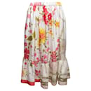 White & Multicolor Comme Des Garcons Girl Floral Print Skirt Size US M - Autre Marque