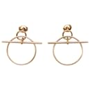18K Yellow Gold Hermes Pierced Loop Earrings - Hermès