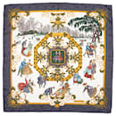 Bufanda de seda estampada con motivo Hermes Joie D'Hiver gris y multicolor - Hermès