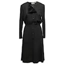Schwarzes Vintage-Plissee-Kleid mit langen Ärmeln von Valentino Boutique, Größe US M - Autre Marque